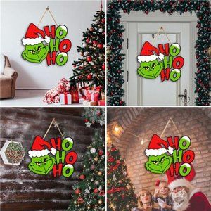 Christmas Door Sign Christmas Wood Sign Hanging Xmas Holiday  |  12 x 10 Inches